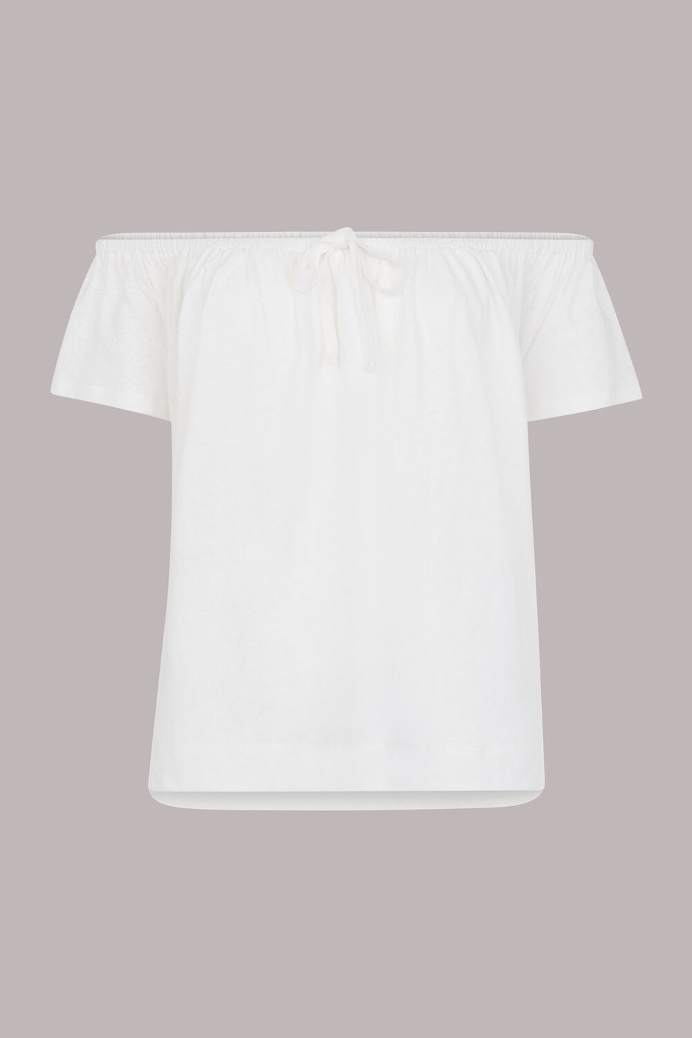 Drawstring Linen Bardot Top