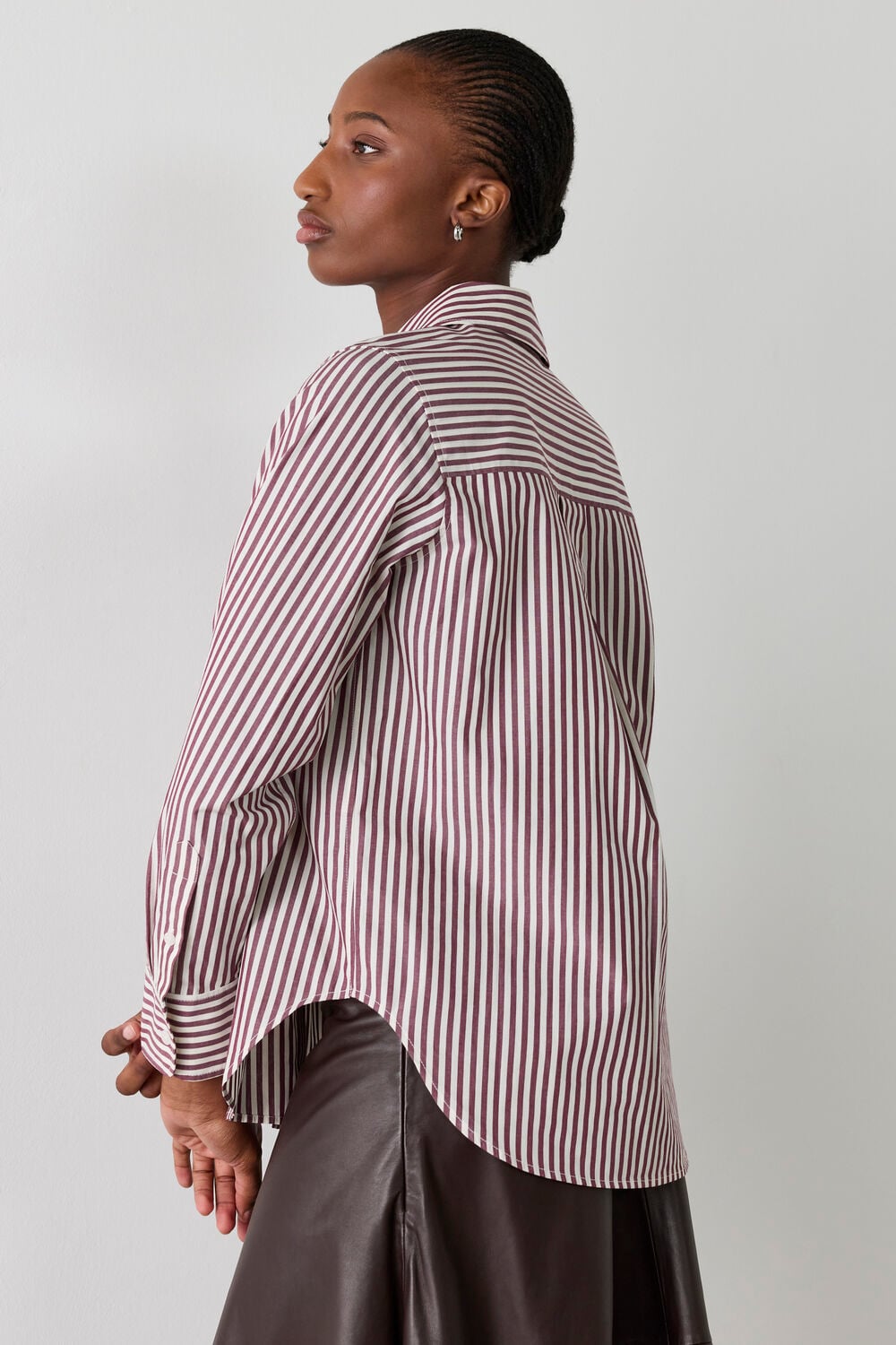 Burgundy Relaxed Fit Stripe Shirt
