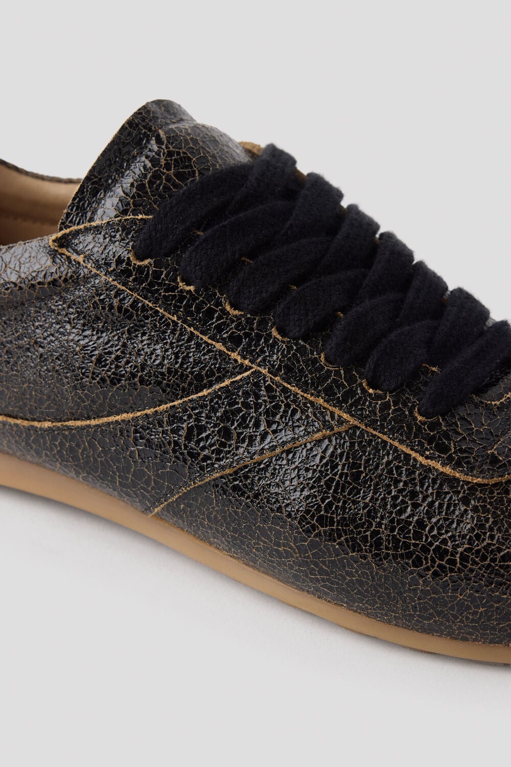 Black Crinkle Patent Leather Sneaker