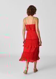 Riya Print Tiered Dress Red/Multi