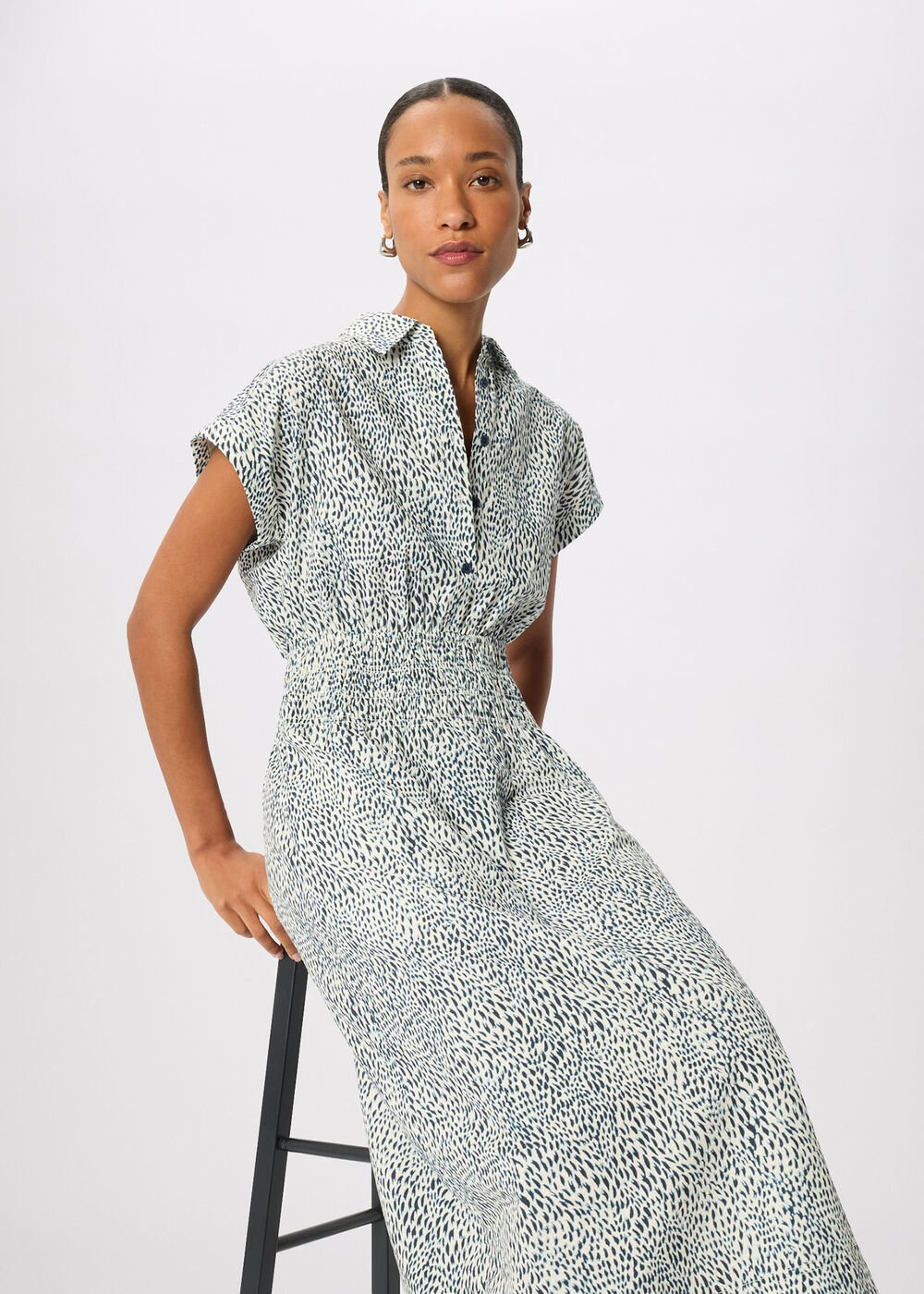 Flecked Animal Collared Dress
