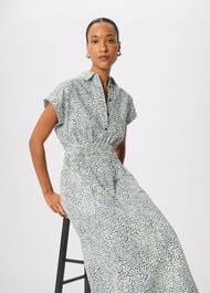 Flecked Animal Collared Dress