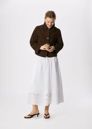 Broderie Cotton Midi Skirt