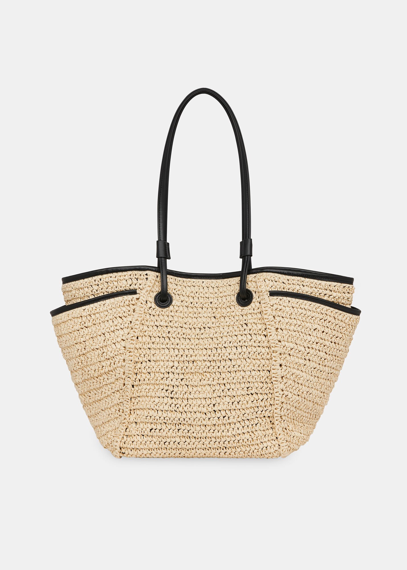 Neutral Zoelle Straw Tote Bag WHISTLES Whistles ROW