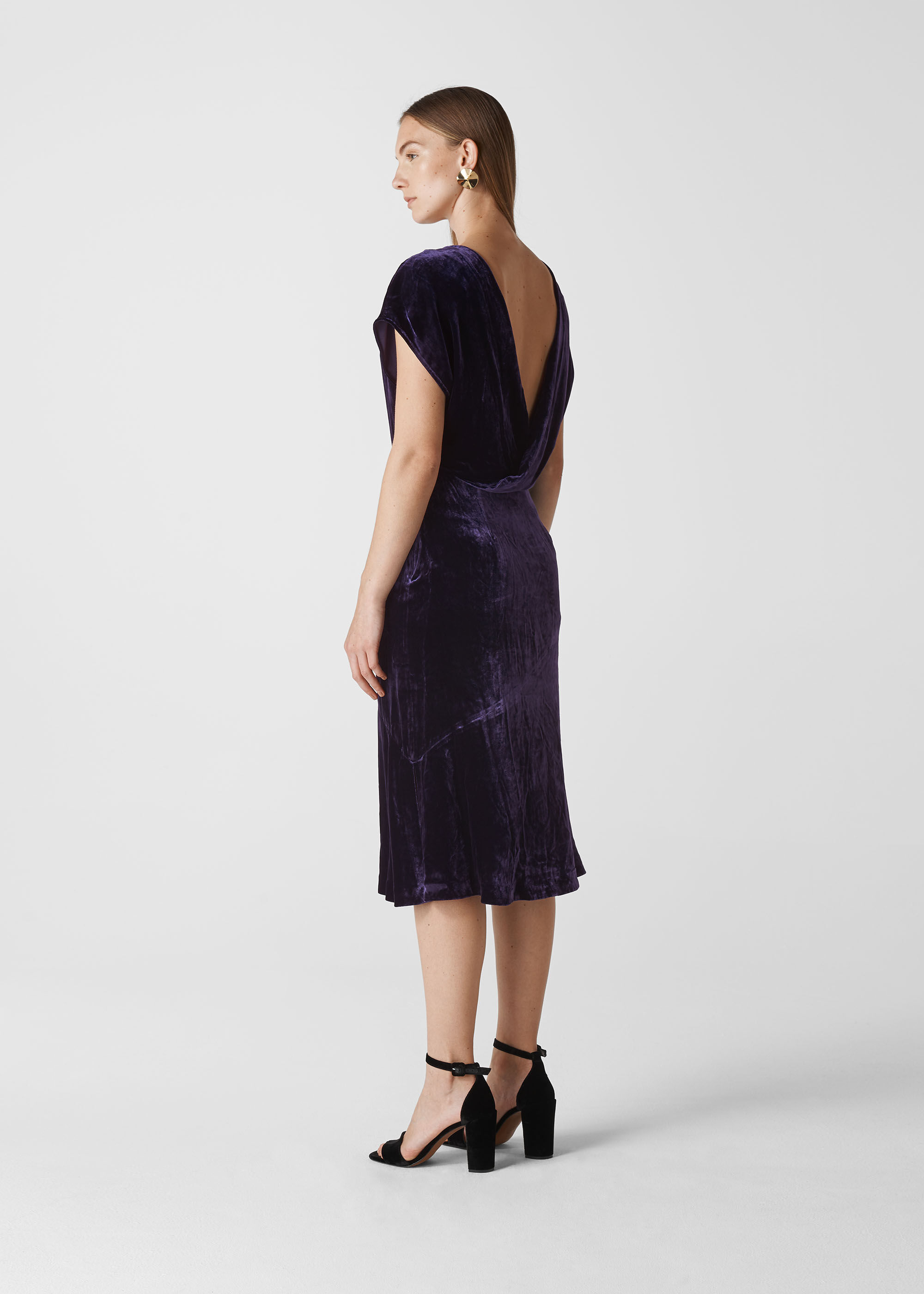Purple Mina Silk Mix Velvet Dress
