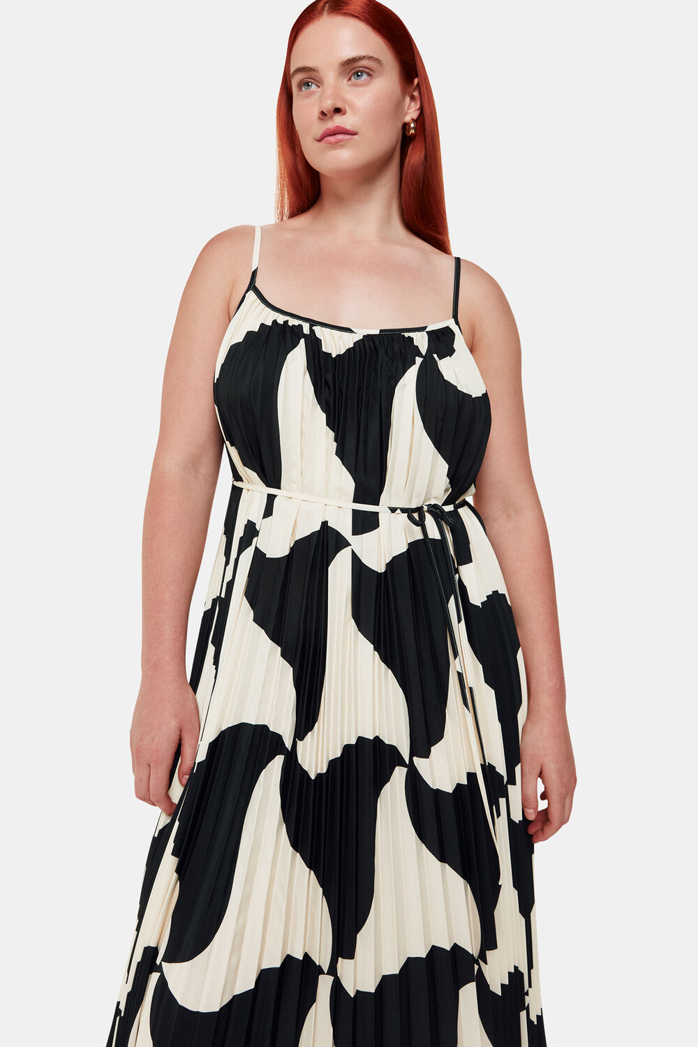 Black Triangle Swirl Pleated Dress