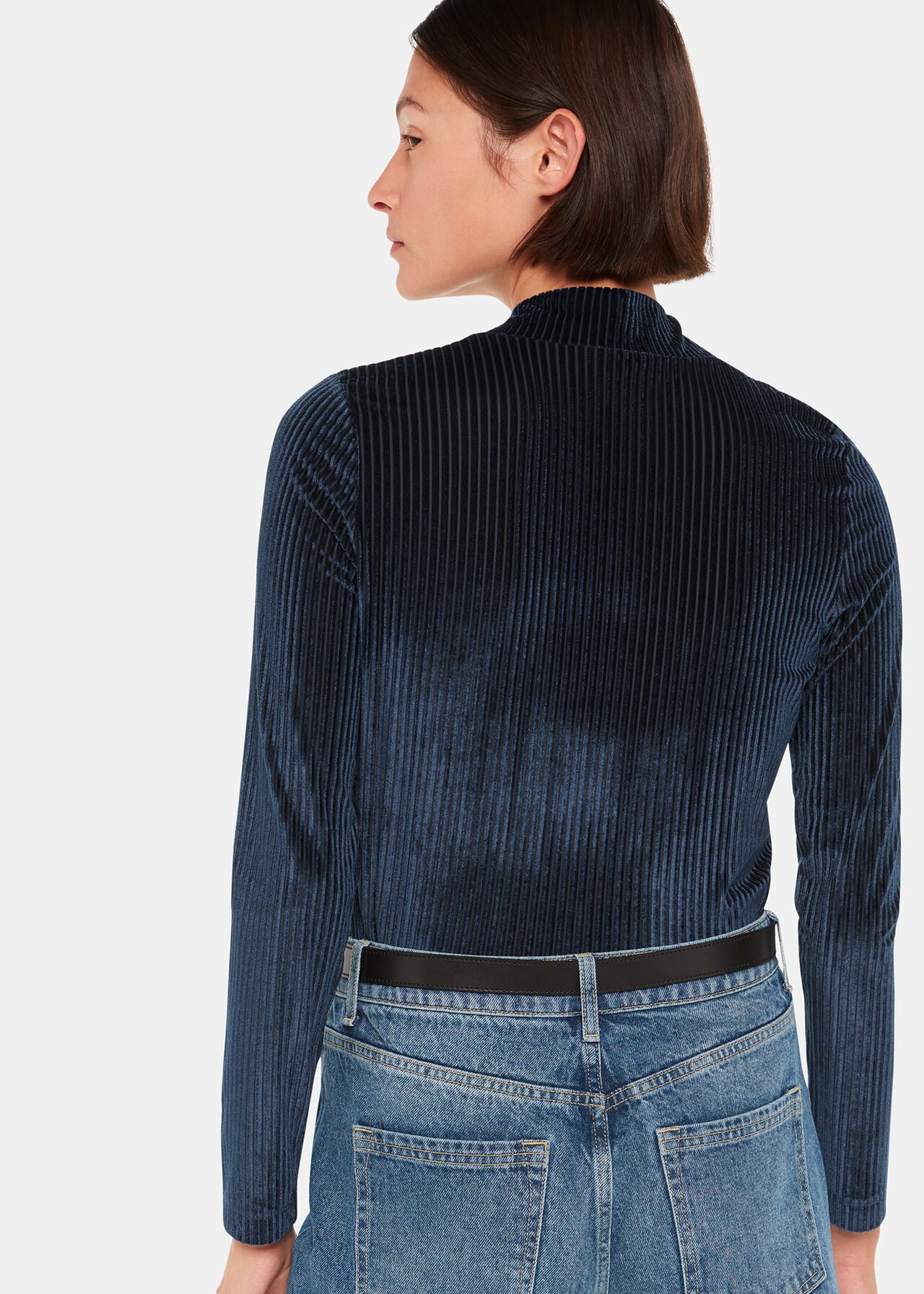 Velvet Stripe High Neck Top