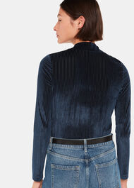 Velvet Stripe High Neck Top