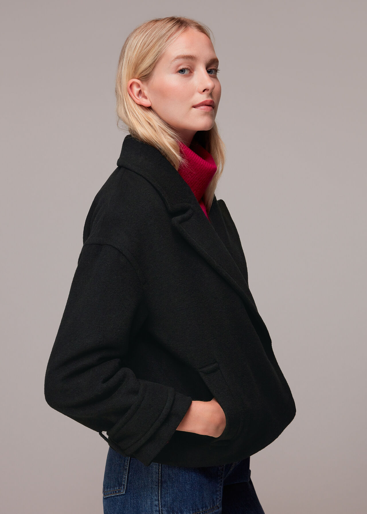Relaxed Cropped Wool Coat