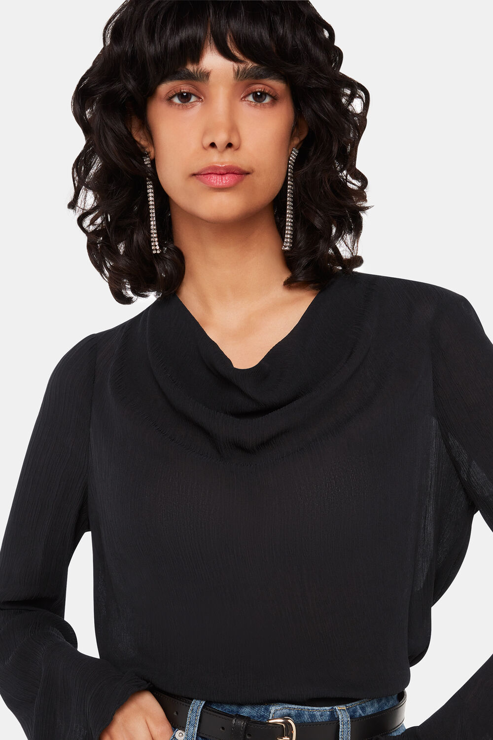Pia Plisse Cowl Neck Top