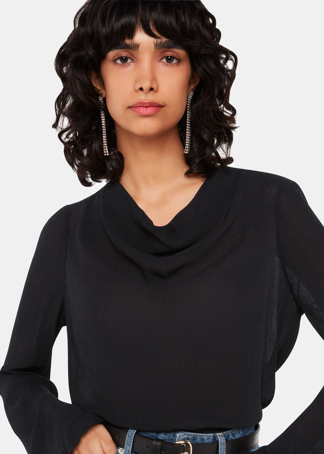 Pia Plisse Cowl Neck Top