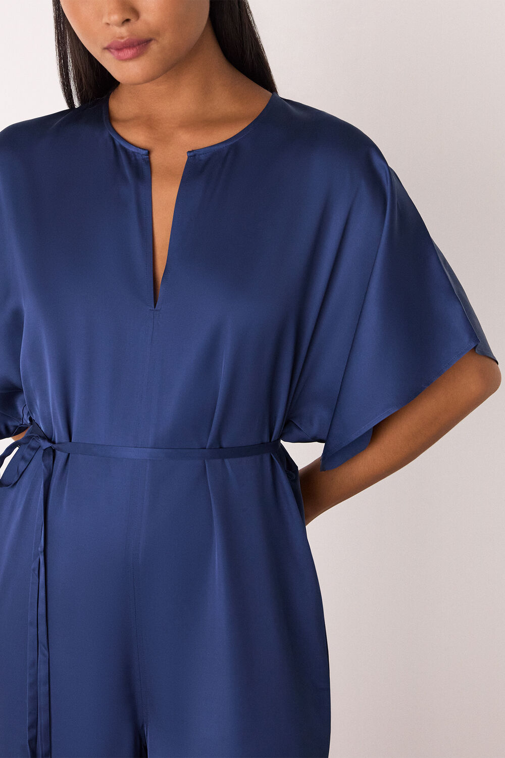 Petite Satin Short Sleeve Jumpsuit