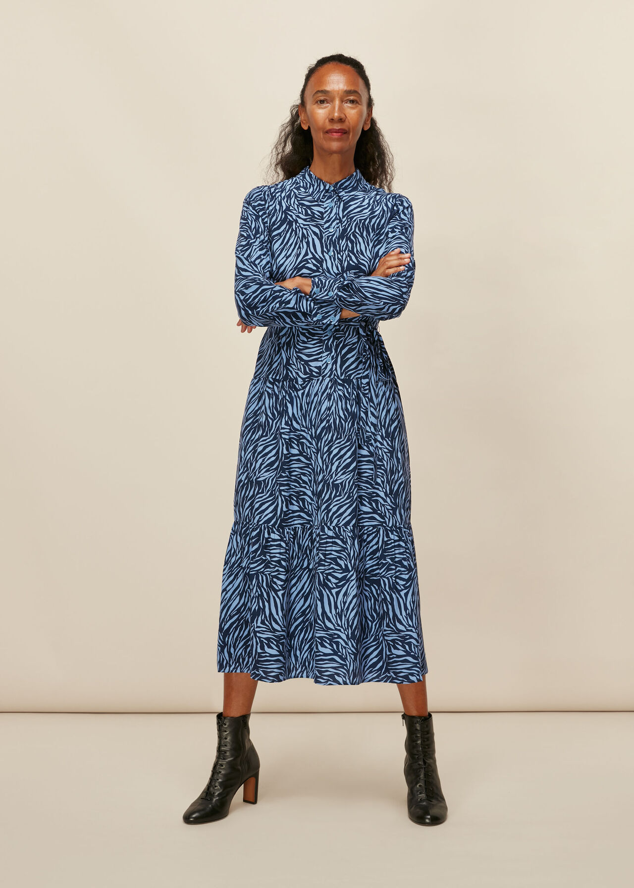 Zebra Print Shirt Dress