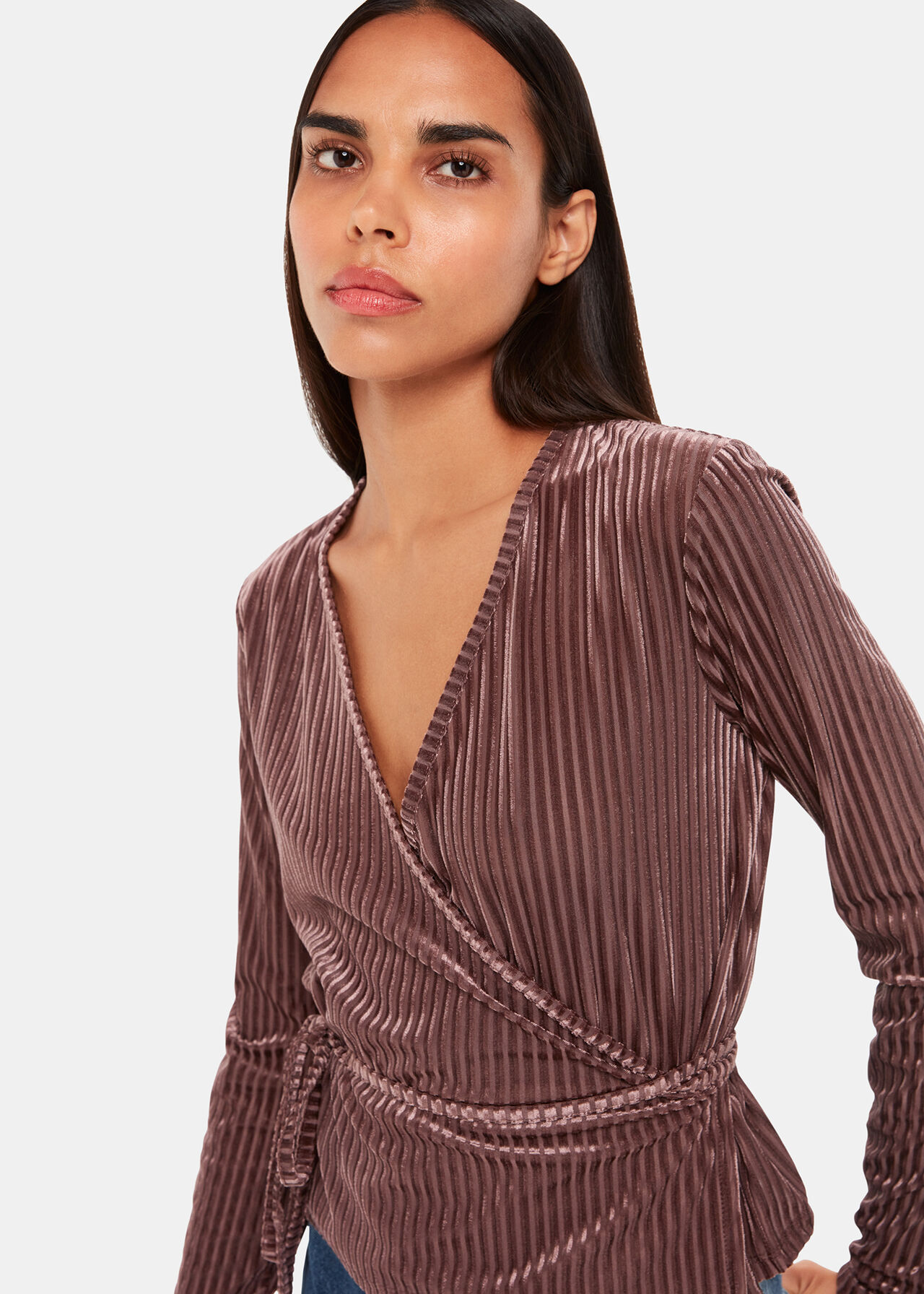 Velvet Stripe Wrap Cardigan