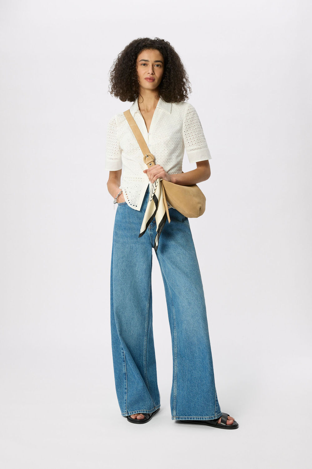 White Cotton Broderie Shirt