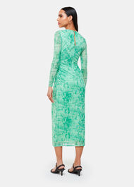Brushwork Print Mesh Dress