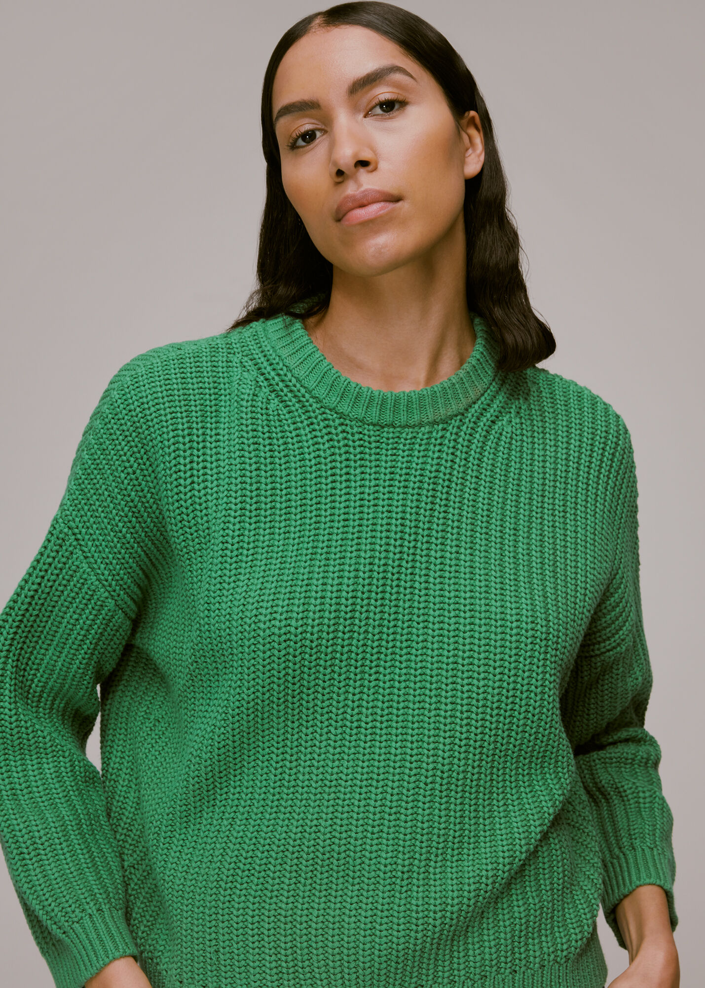Green Pria Cotton Knitted Crew