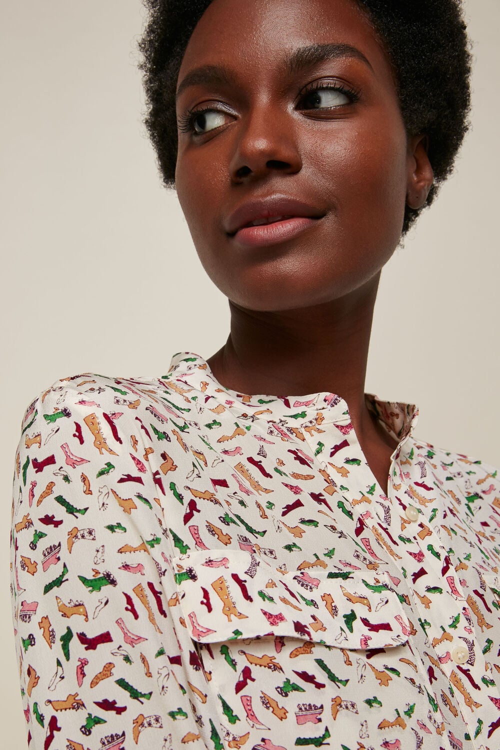 Shoe Print Silk Shirt