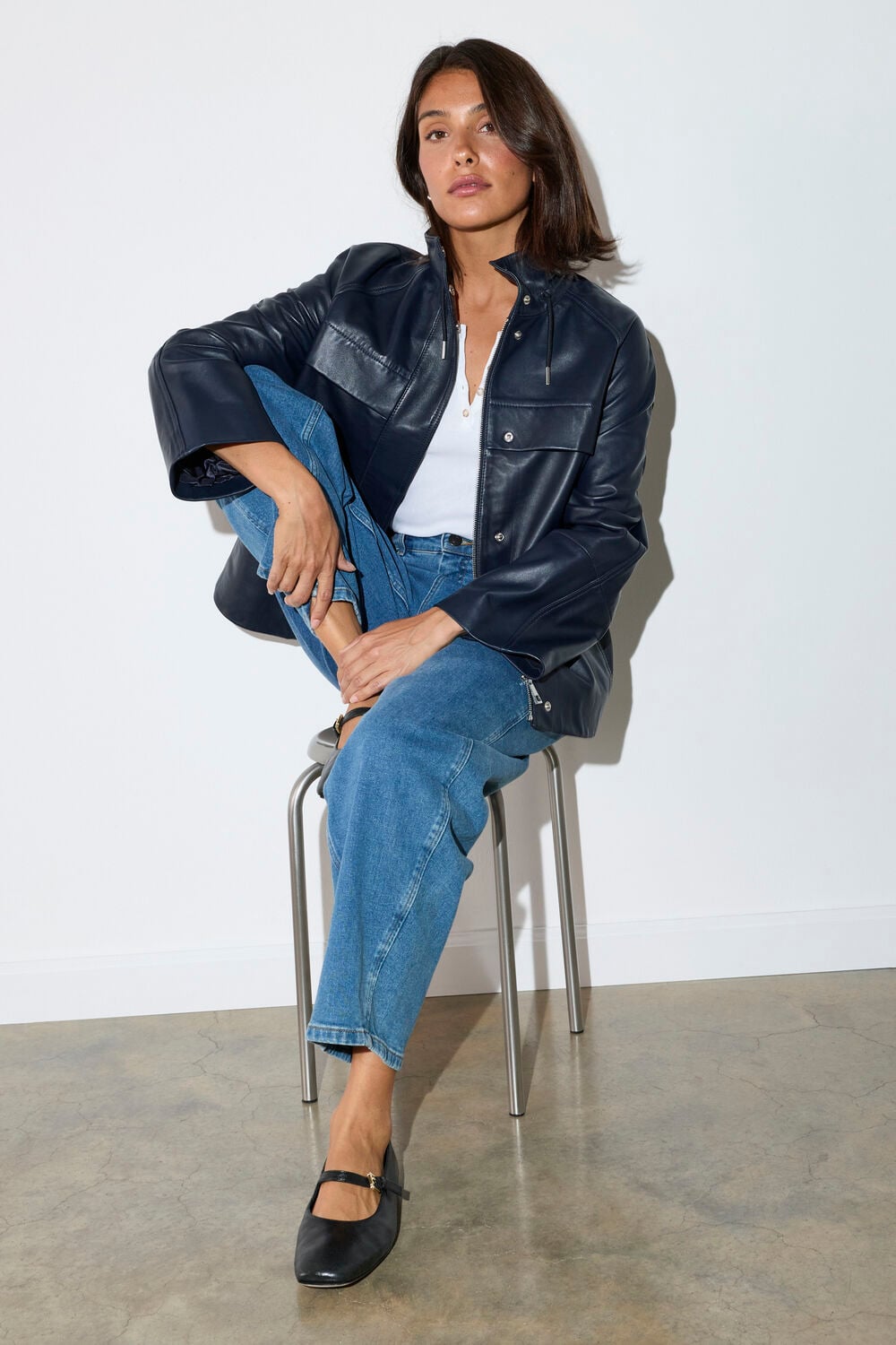 Petite Stretch Barrel Leg Jean