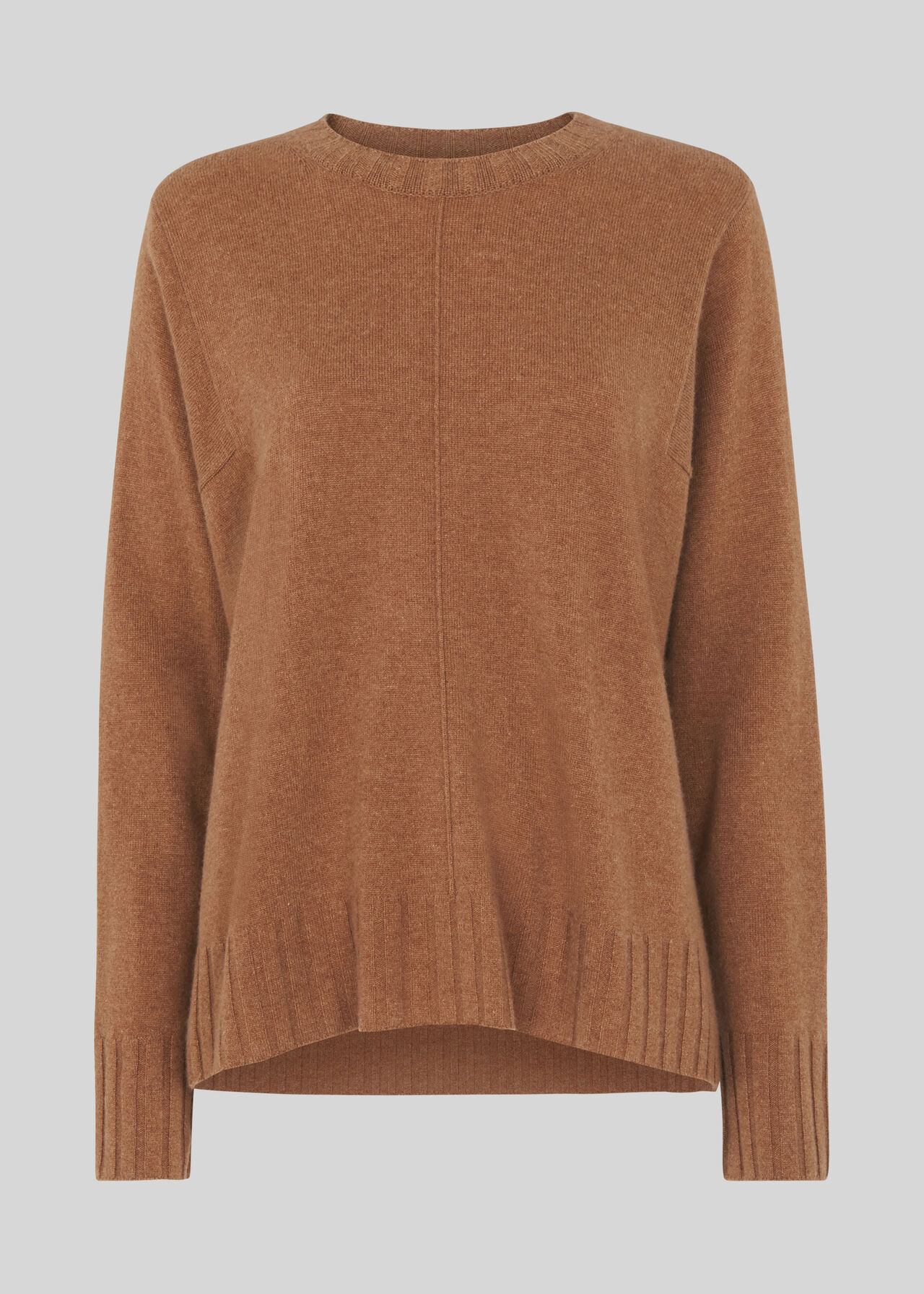 Camel Cashmere Crew Neck Sweater | WHISTLES | Whistles