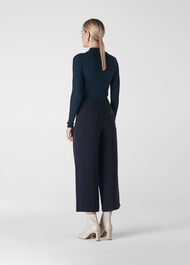 Flat Front Crop Trouser Navy