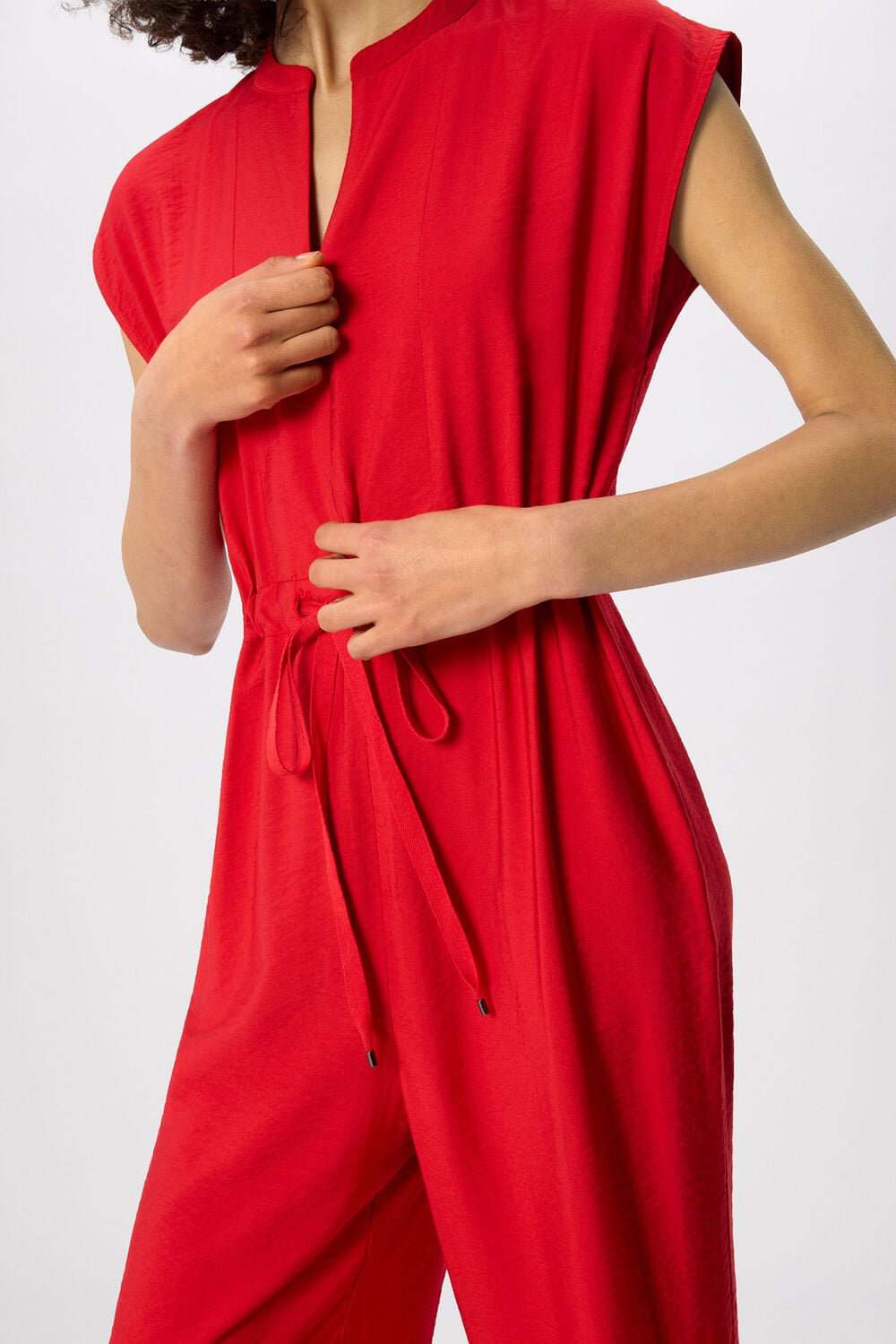 Petite Sleeveless Drawstring Jumpsuit