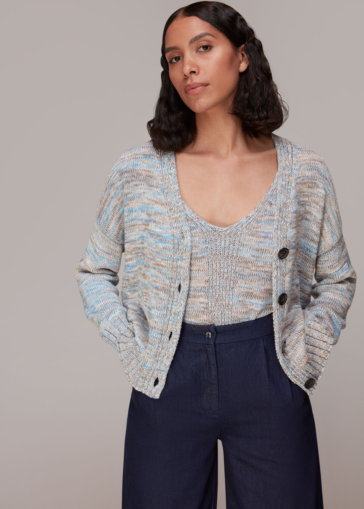 Blue/Multi Dakota Flecked Cardigan WHISTLES