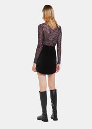 Velvet Curved Hem Mini Skirt