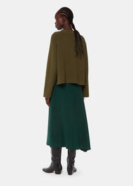 Ottoman Rib Curved Hem Skirt