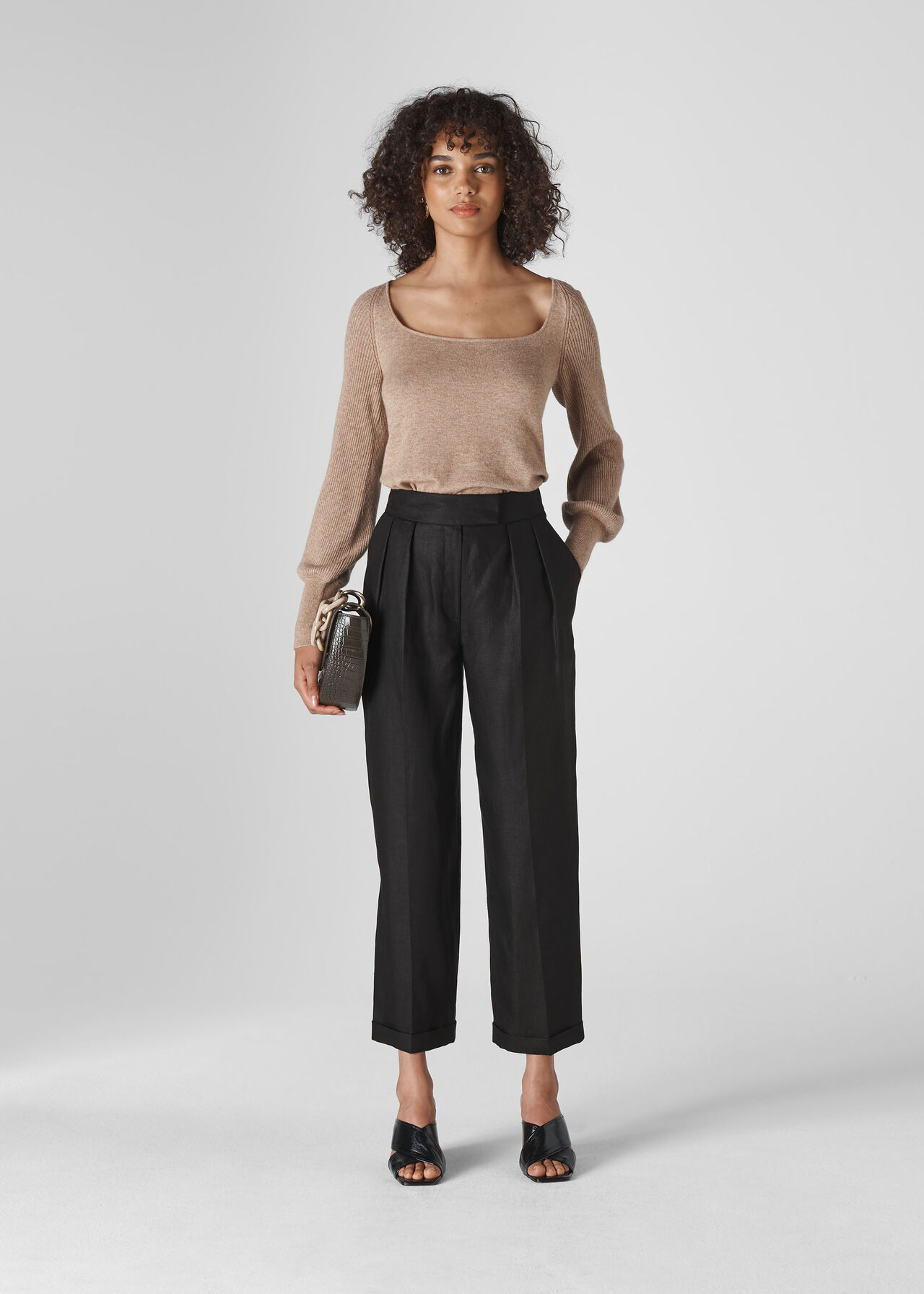 Lydia Linen Pleated Trouser