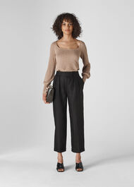 Lydia Linen Pleated Trouser Black
