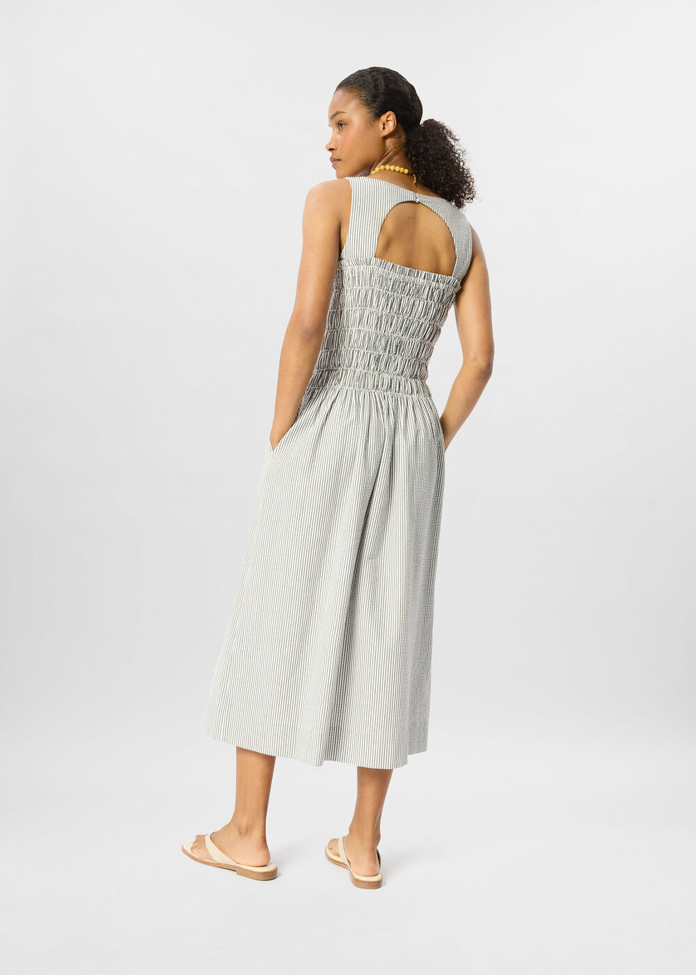 Seersucker Ruched Bodice Dress