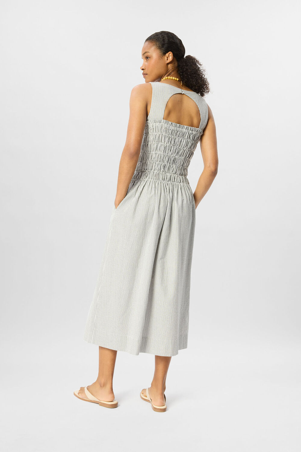Seersucker Ruched Bodice Dress