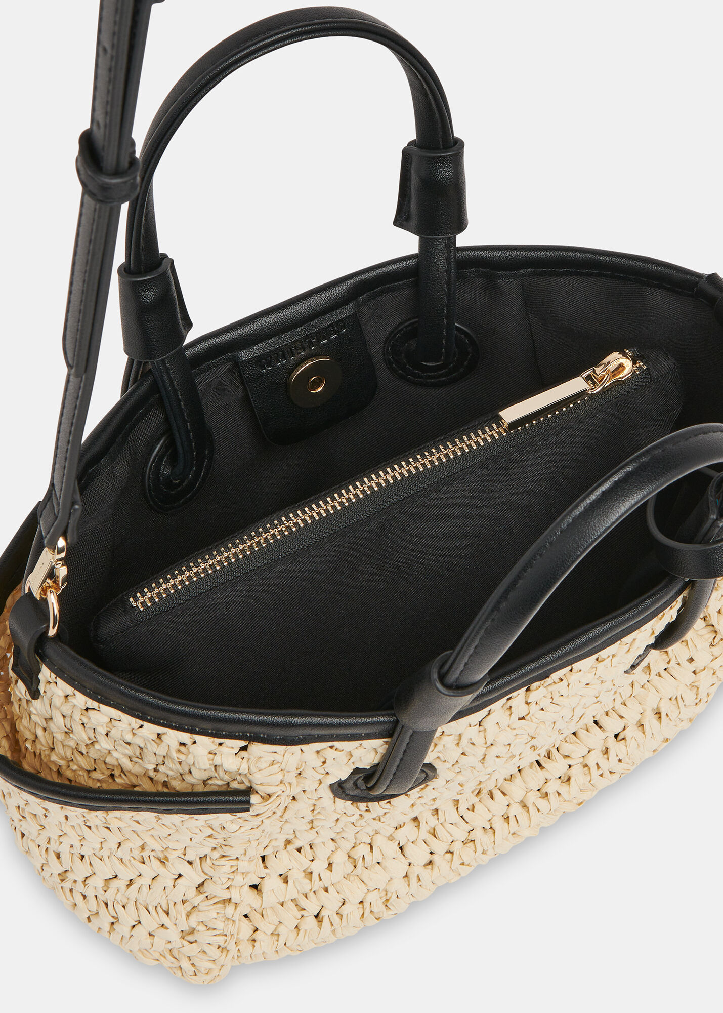 Neutral Aylin Mini Straw Tote Bag | WHISTLES | Whistles US |