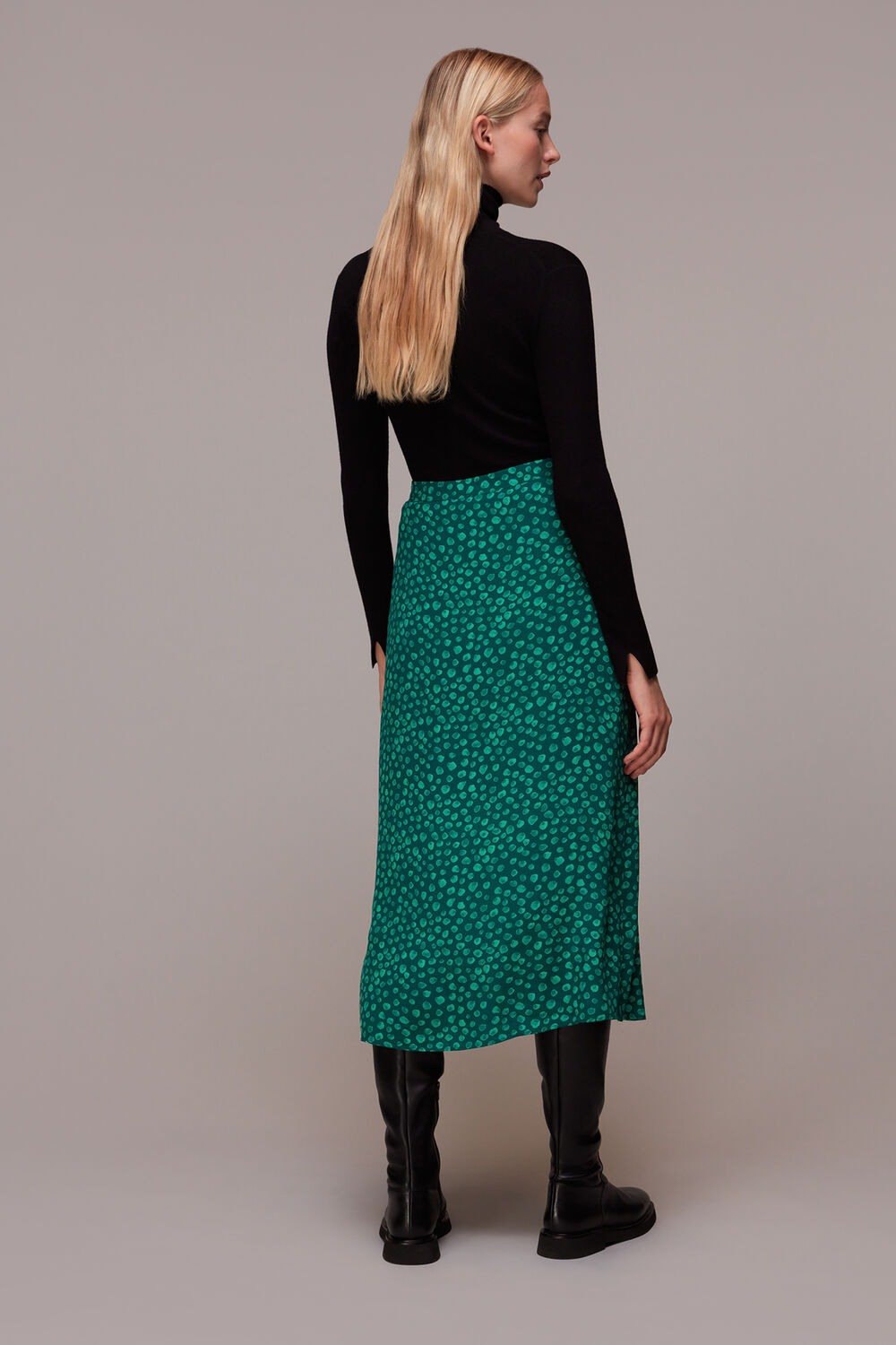 Green Lava Spot Button Through Skirt
