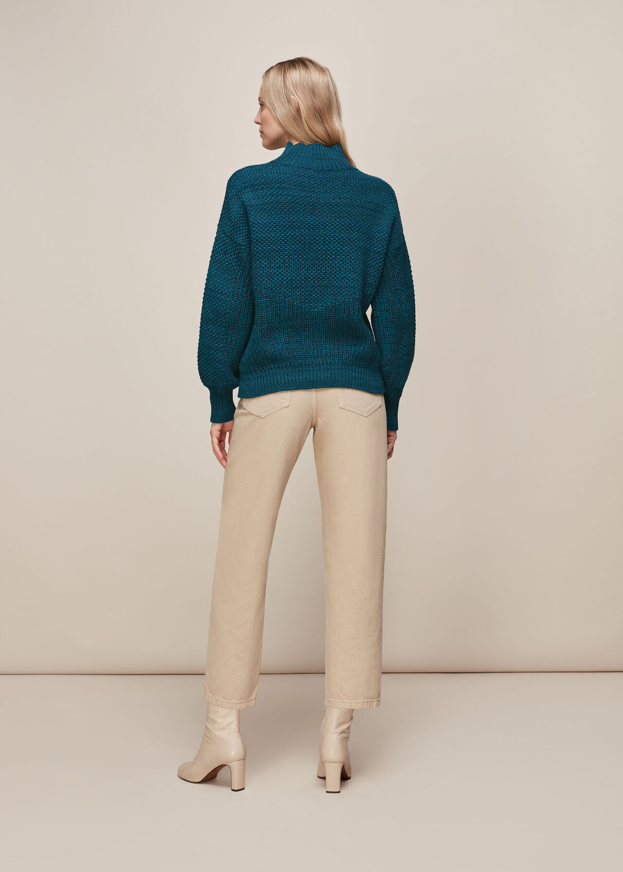 Moss Stitch Textured Knit Teal
