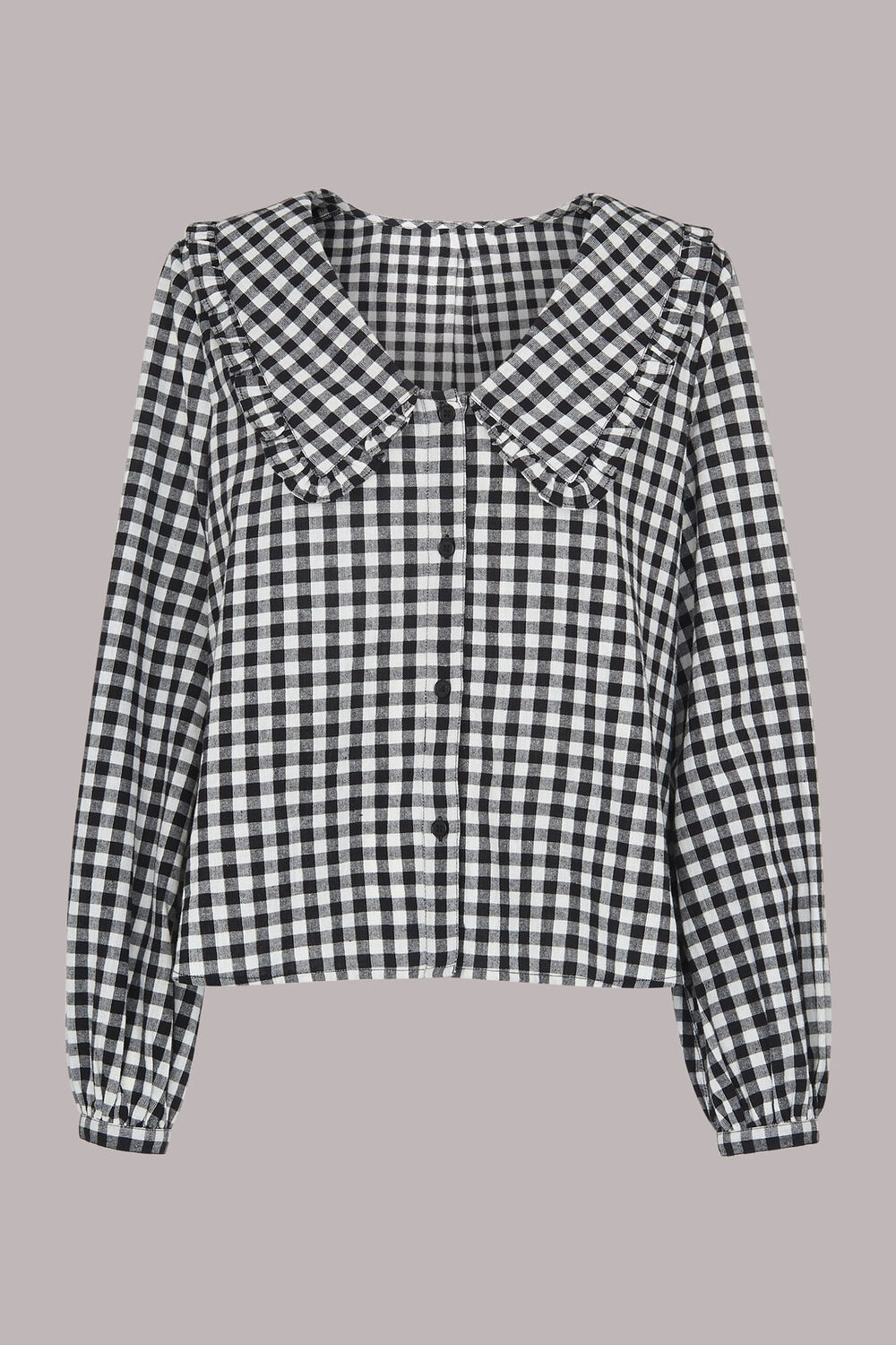 Gingham Collar Detail Top