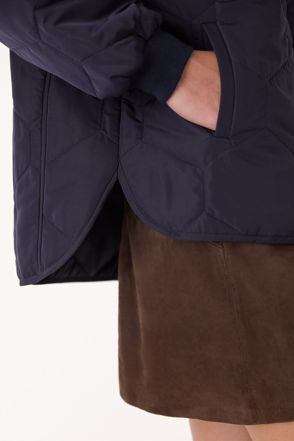 Navy Ida Short Quilted Coat