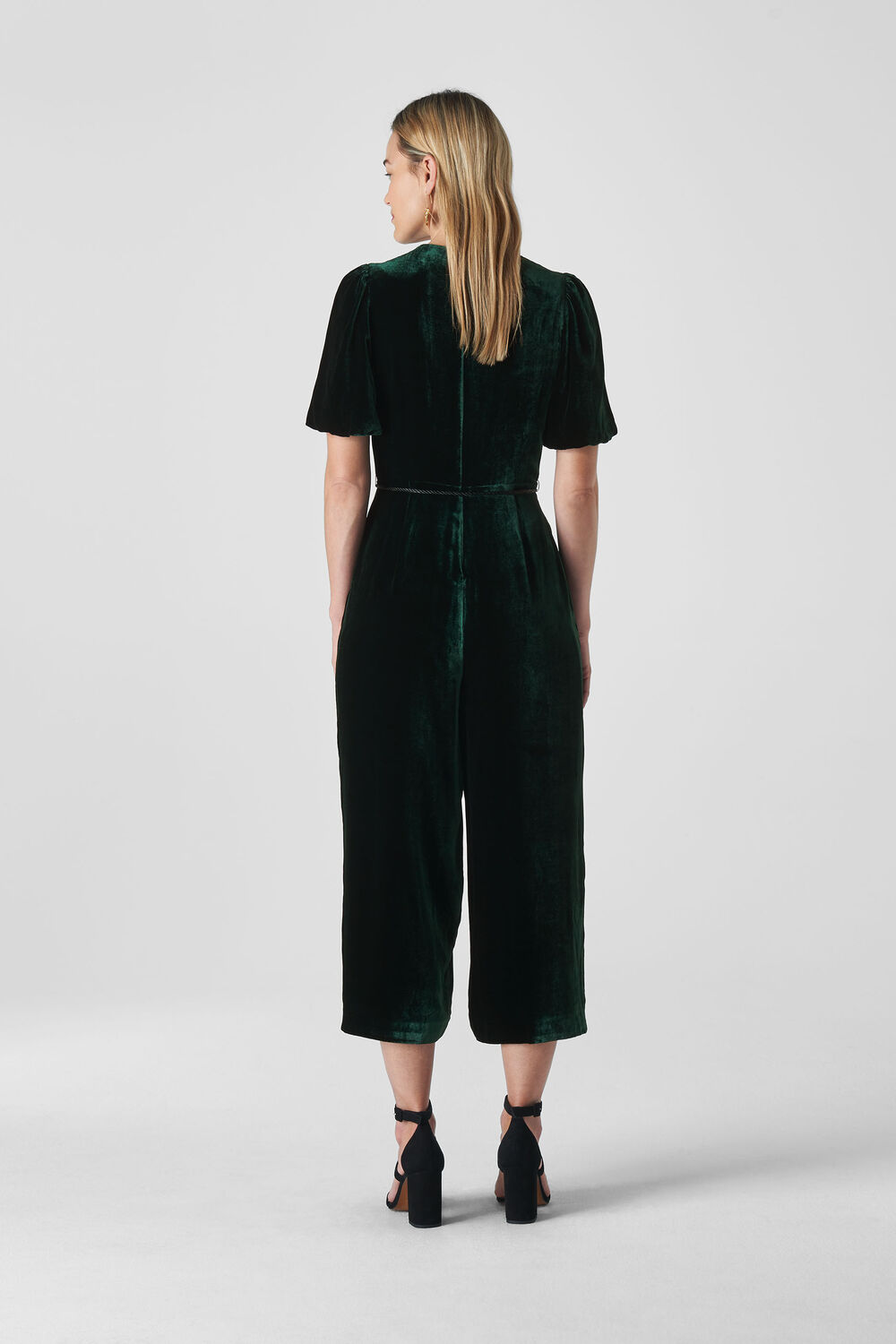 Layla Silk Velvet Jumpsuit Dark Green