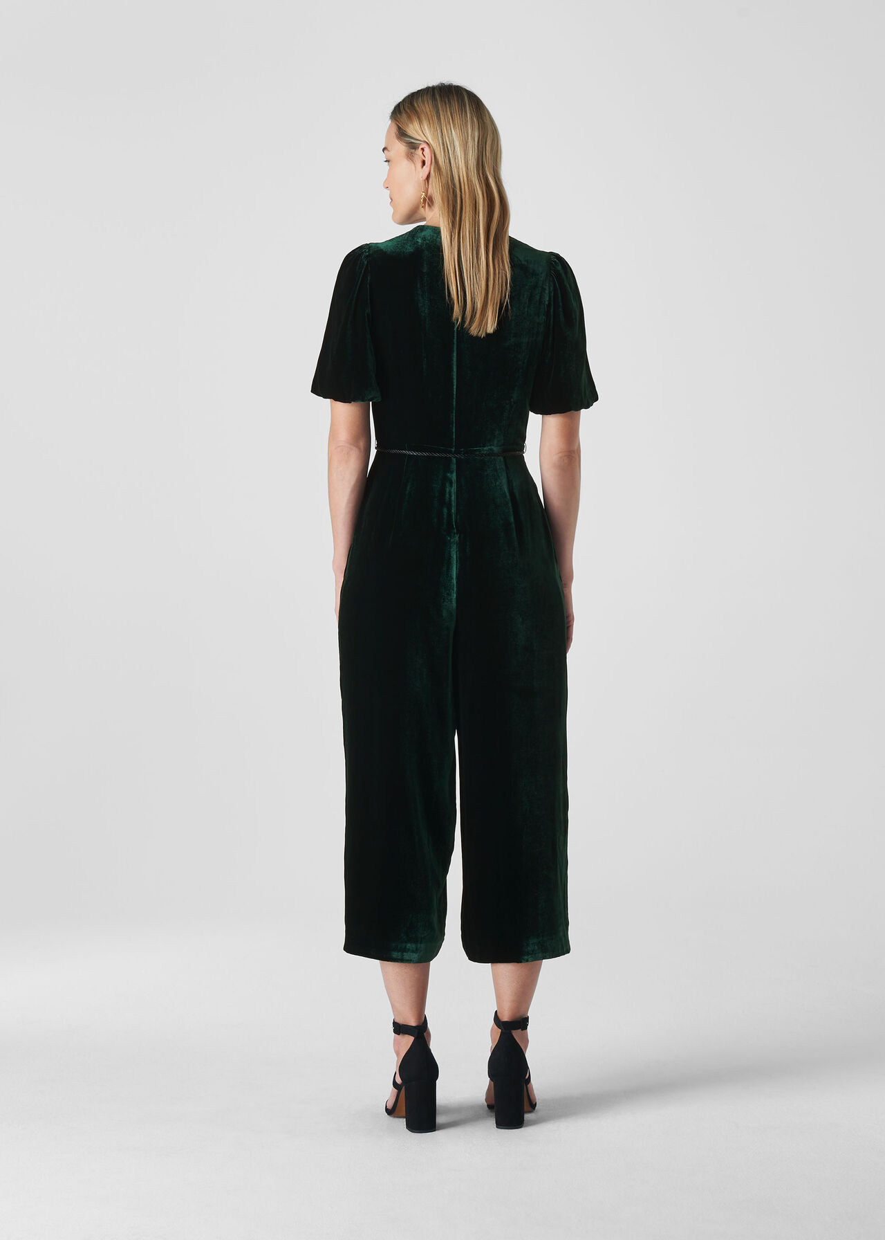 Layla Silk Velvet Jumpsuit Dark Green