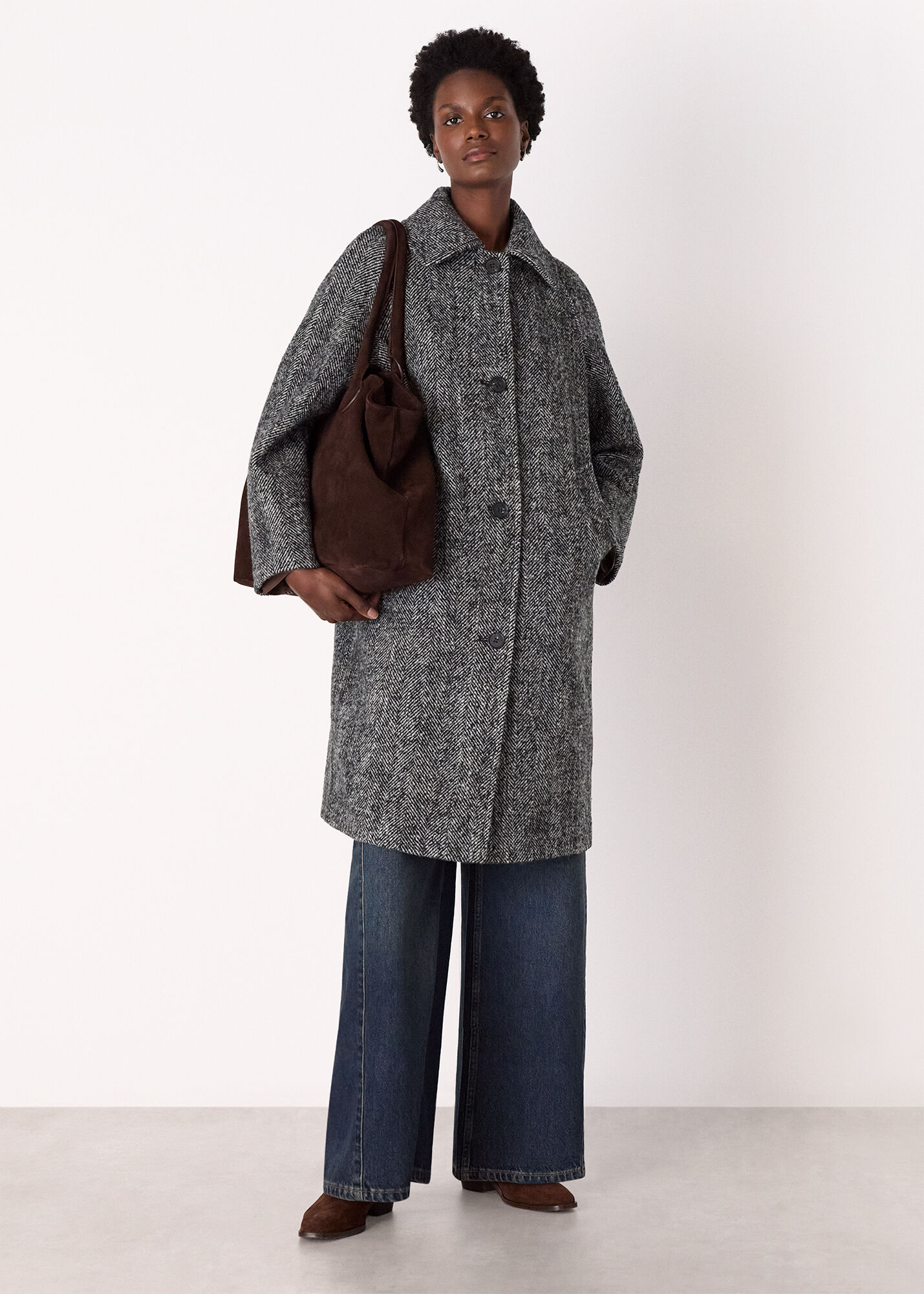Multicolour Romy Herringbone Boucle Coat | WHISTLES | Whistles UK |