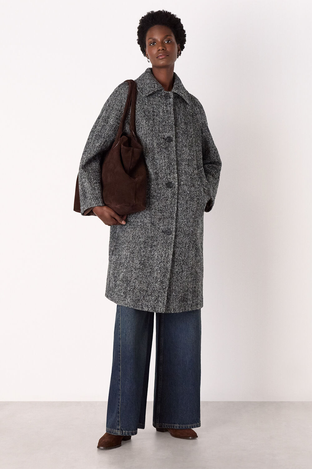 Romy Herringbone Boucle Coat