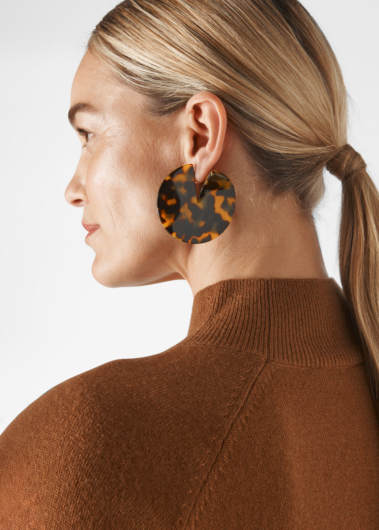 Statement Tort Disc Earring Brown/Multi