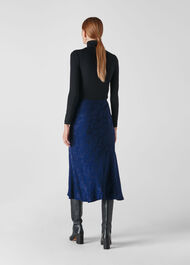 Cloud Jacquard Bias Skirt Navy