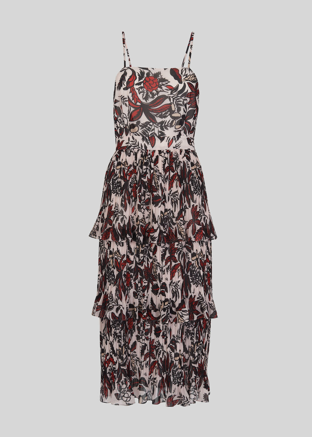 Assorted Leaves Tiered Dress Multicolour