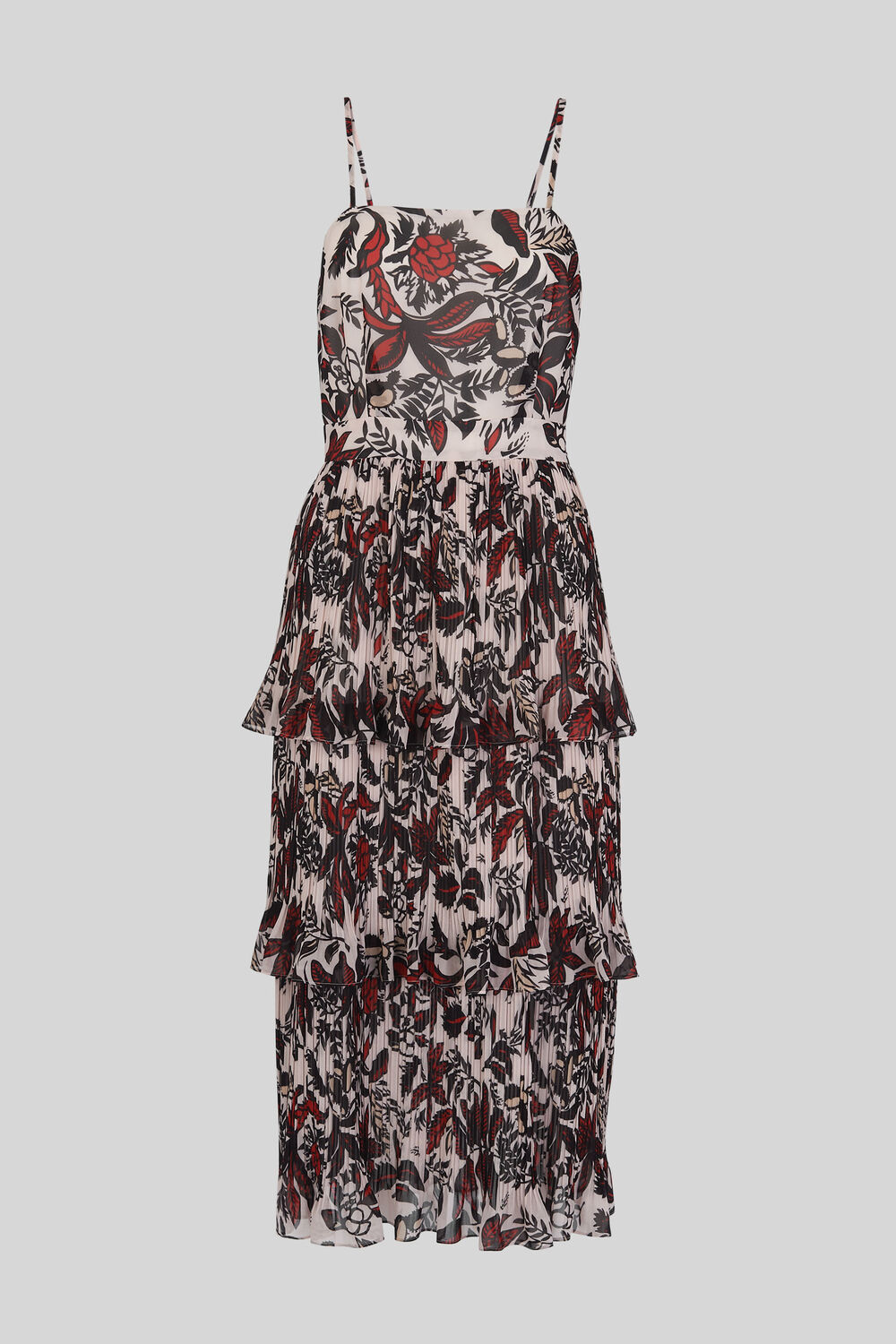 Assorted Leaves Tiered Dress Multicolour