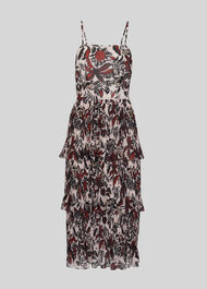 Assorted Leaves Tiered Dress Multicolour