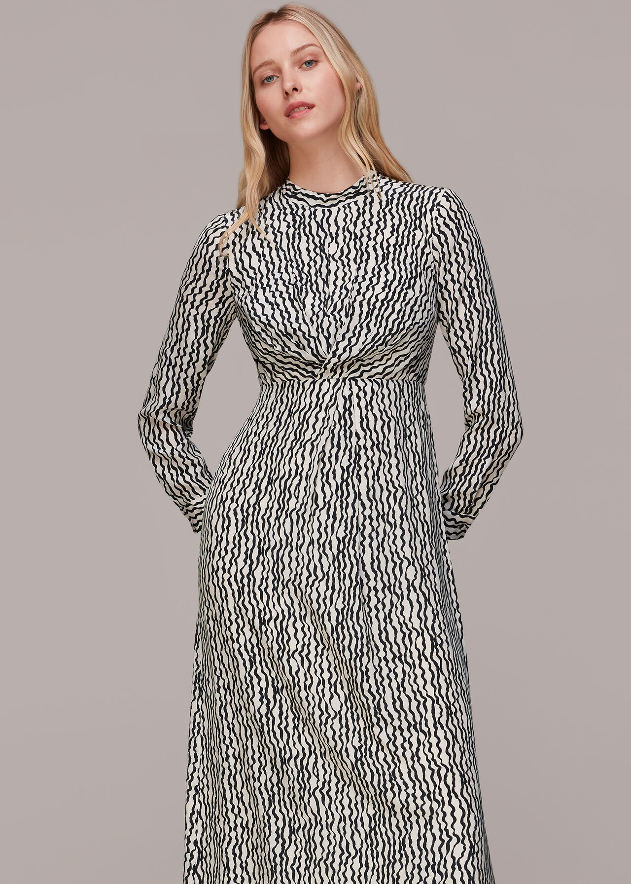 Wiggle Print Silk Midi Dress