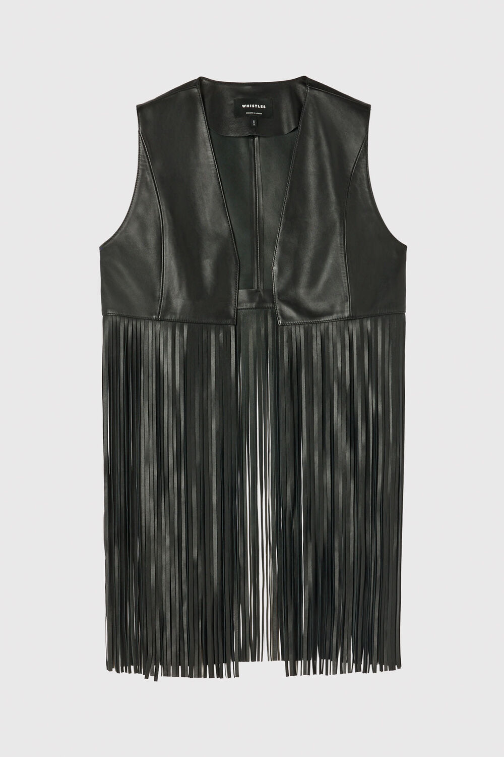 Black Rei Leather Fringed Waistcoat