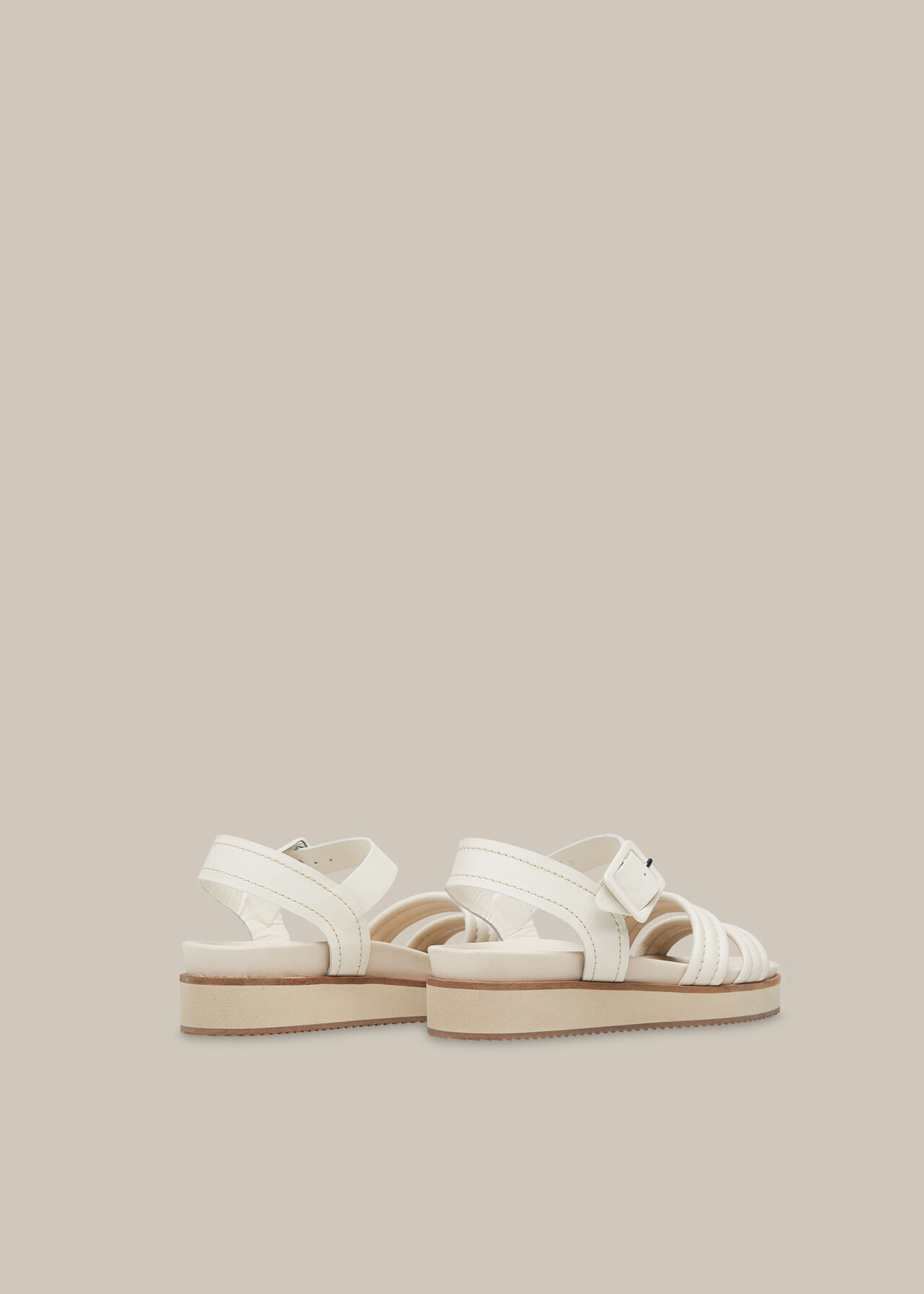 Koby Contrast Stitch Sandal White